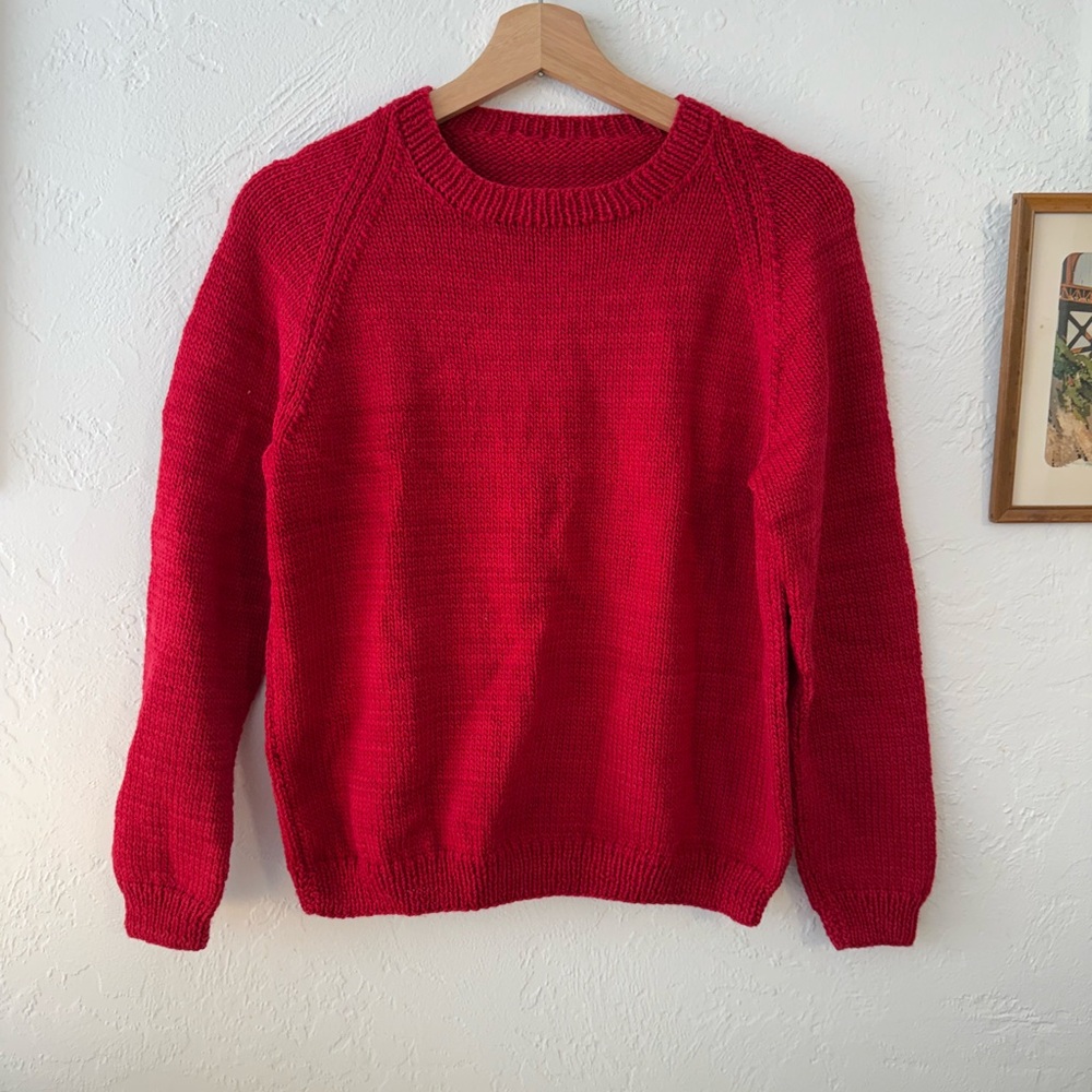Hand Knit Vintage Cherry Red Sweater